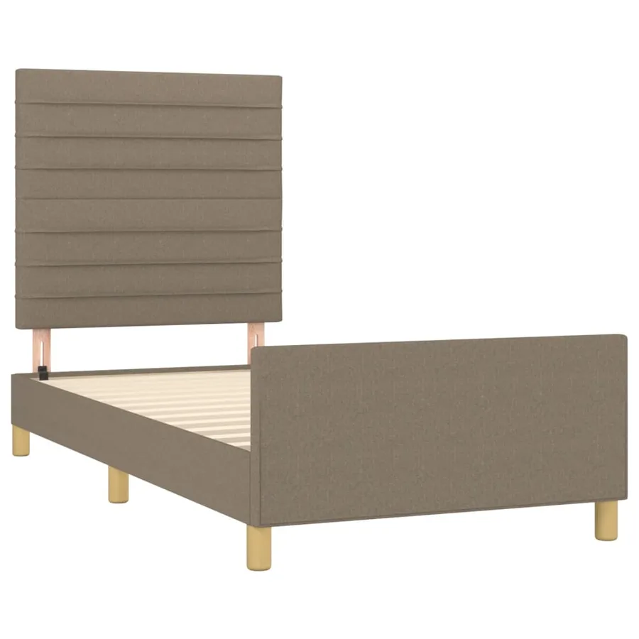 Cadre de lit sans matelas taupe 100x200 cm tissu - 4