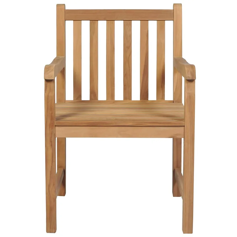 Chaises de jardin lot de 2 et coussins beige Bois teck massif - 3
