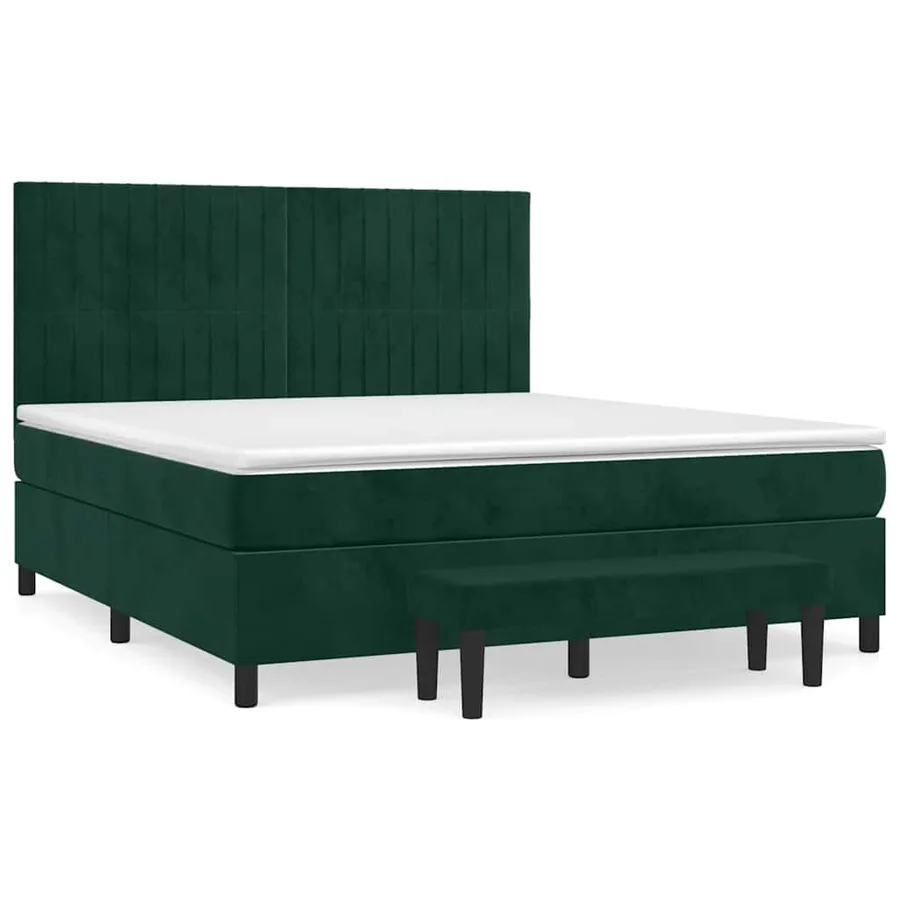 Sommier à lattes de lit et matelas Vert foncé 180x200cm Velours - 2