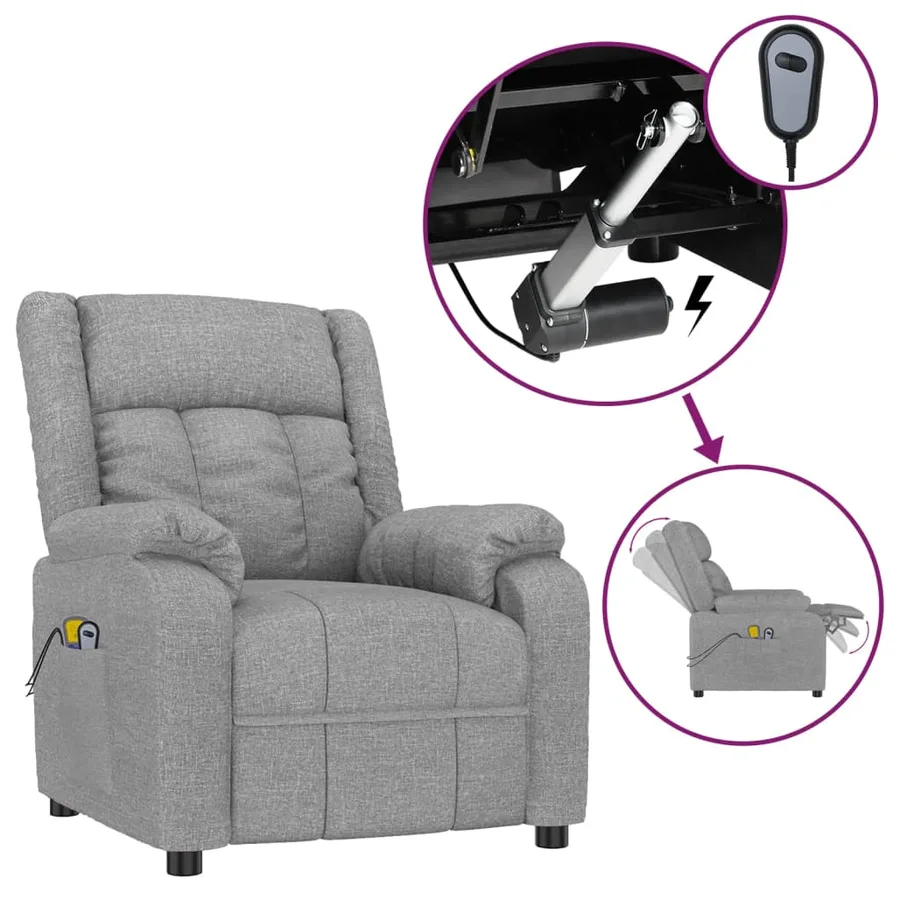 Fauteuil électrique de massage Gris clair Tissu - 2