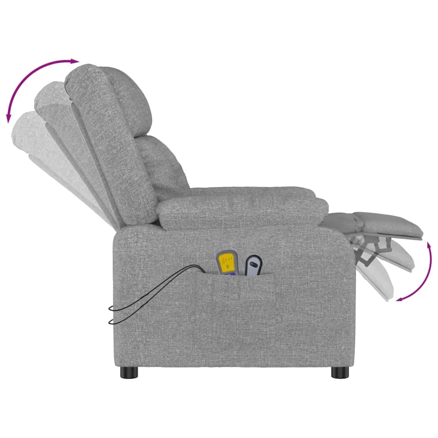 Fauteuil électrique de massage Gris clair Tissu - 7
