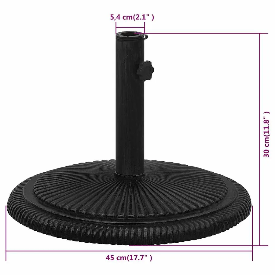 Socle de parasol Noir 45x45x30 cm Fonte - 9