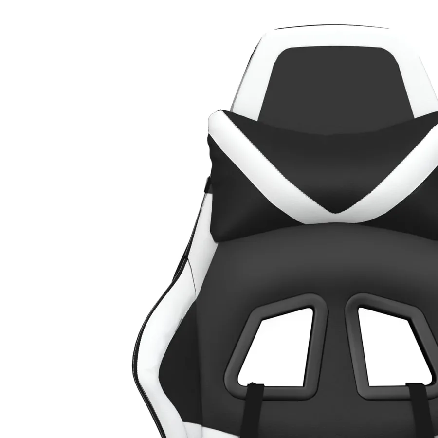 Chaise de jeu avec repose-pied Noir et blanc Similicuir - 12