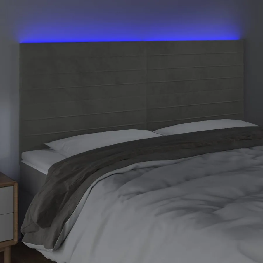 Tête de lit à LED Gris clair 180x5x118/128 cm Velours - 3
