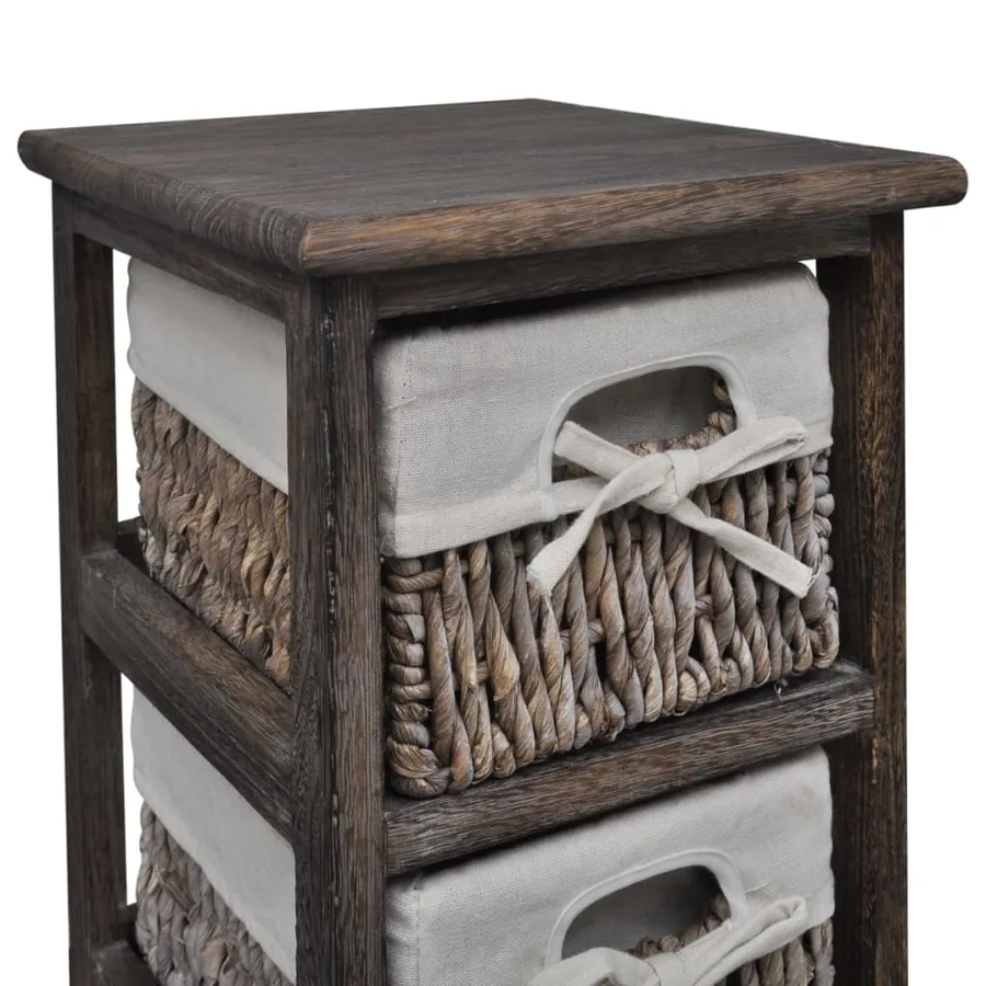 Étagère de rangement Bois Marron 4 paniers en tissage - 5