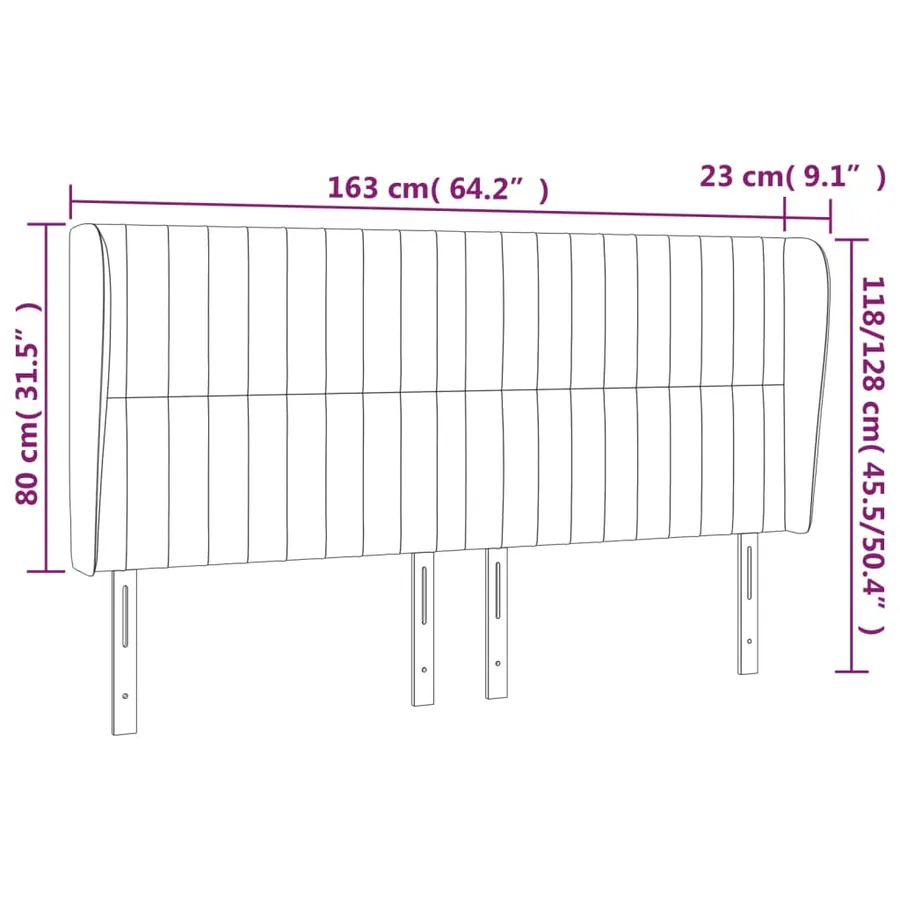 Tête de lit avec oreilles Crème 163x23x118/128 cm Tissu - 9