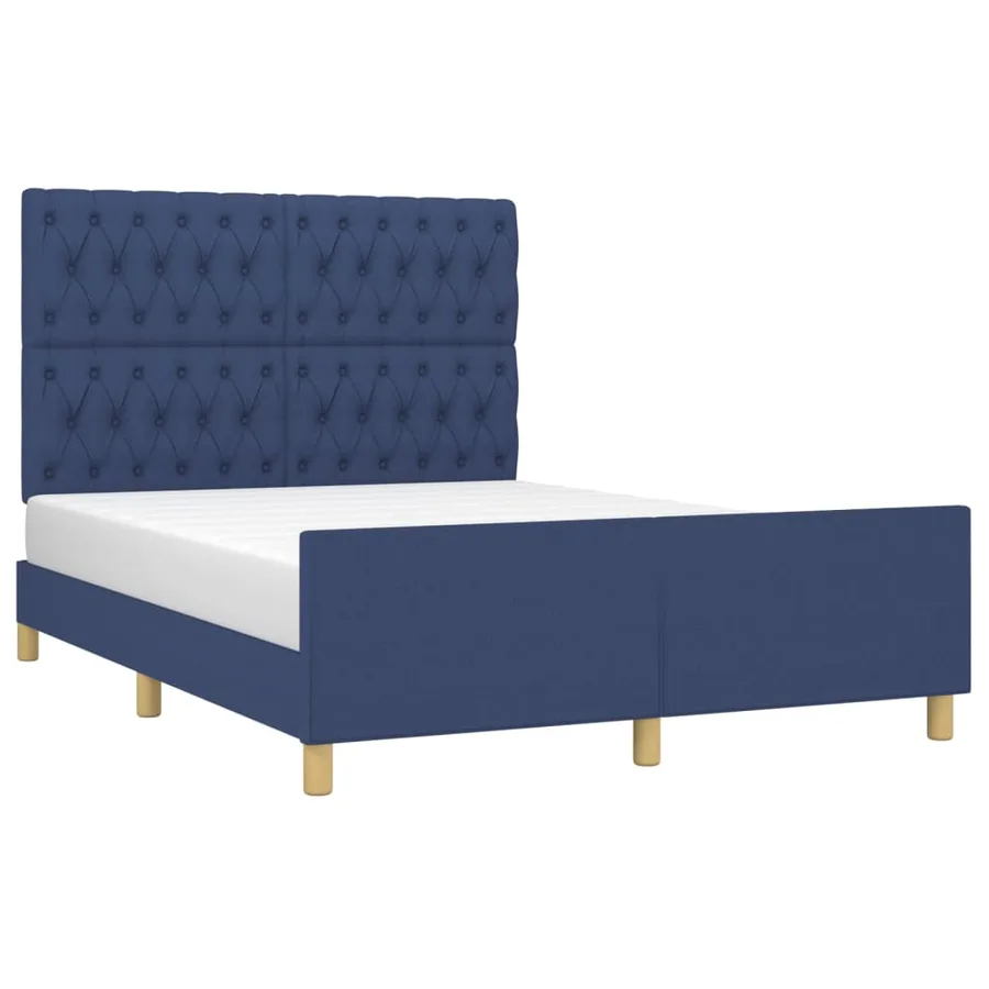 Cadre de lit sans matelas bleu 140x200 cm tissu - 3