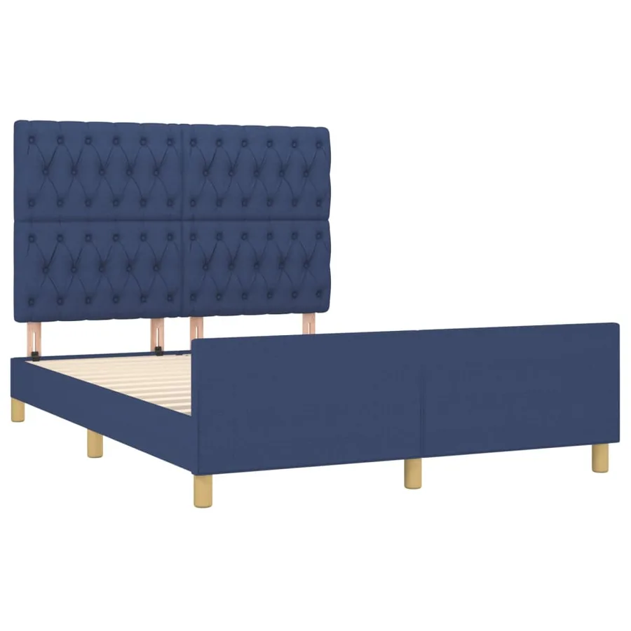 Cadre de lit sans matelas bleu 140x200 cm tissu - 4