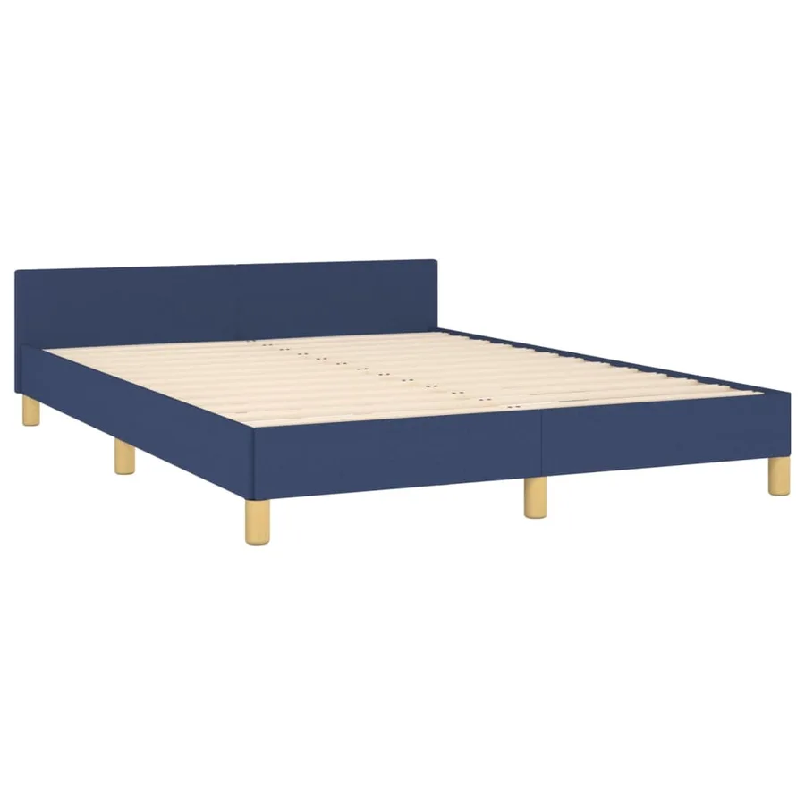 Cadre de lit sans matelas bleu 140x200 cm tissu - 5
