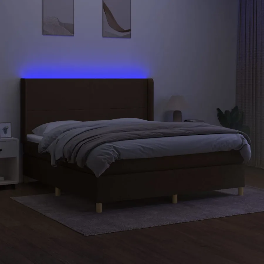 Sommier à lattes de lit matelas et LED Marron foncé 160x200 cm - 3