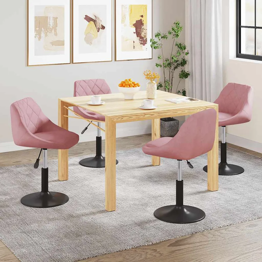 Chaises pivotantes à manger lot de 4 rose velours