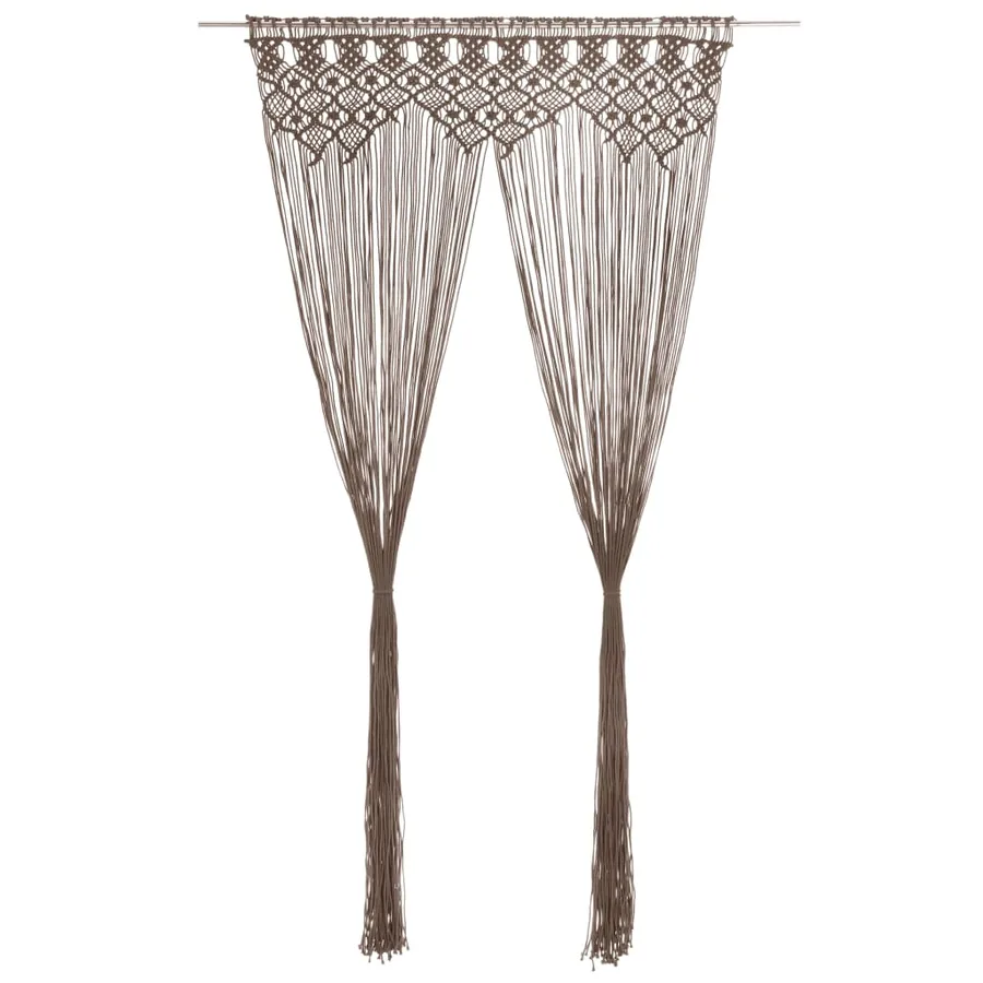 Rideau en macramé Taupe 140x240 cm Coton