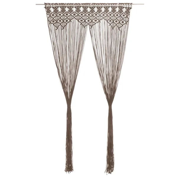 Rideau en macramé Taupe 140x240 cm Coton