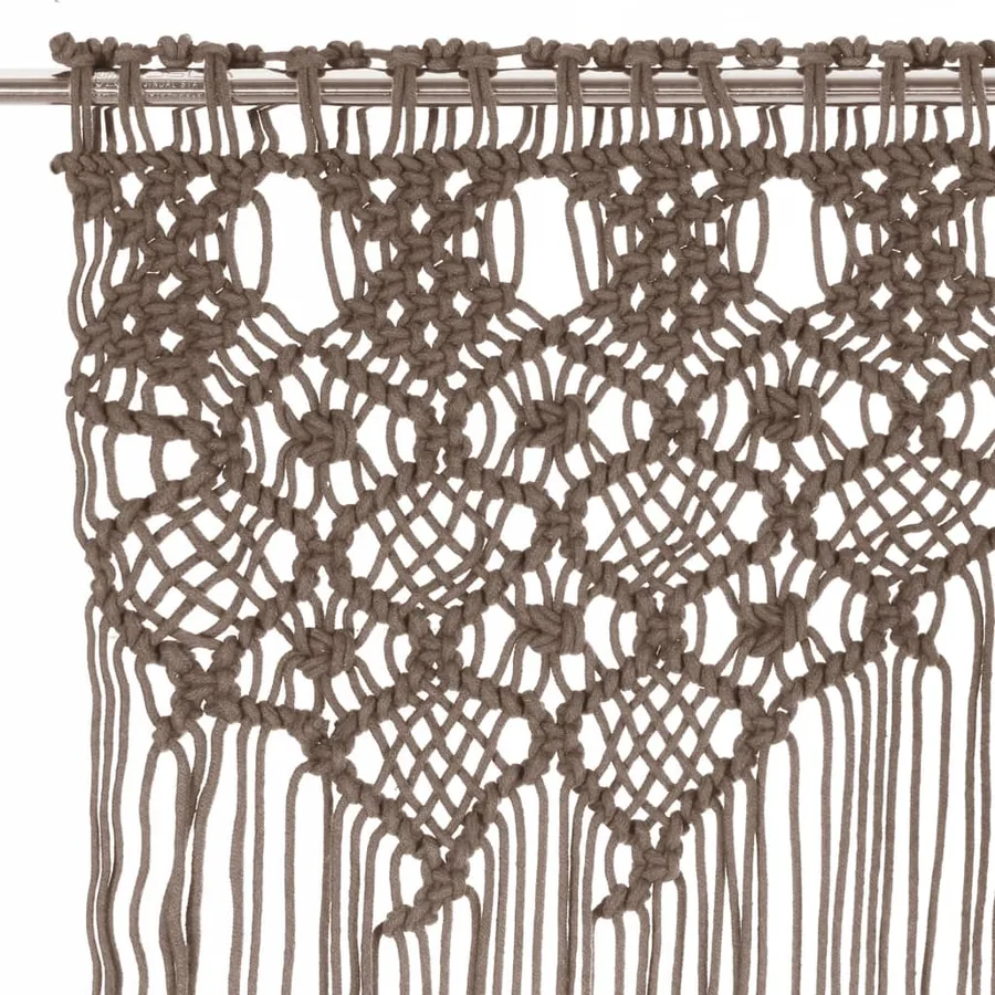 Rideau en macramé Taupe 140x240 cm Coton - 3