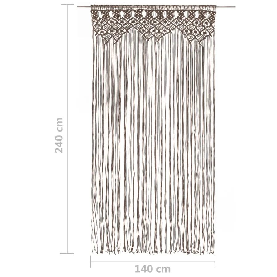 Rideau en macramé Taupe 140x240 cm Coton - 5