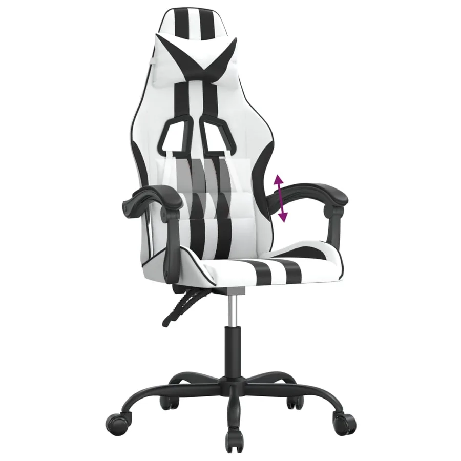 Chaise de jeu Blanc et noir Similicuir - 7