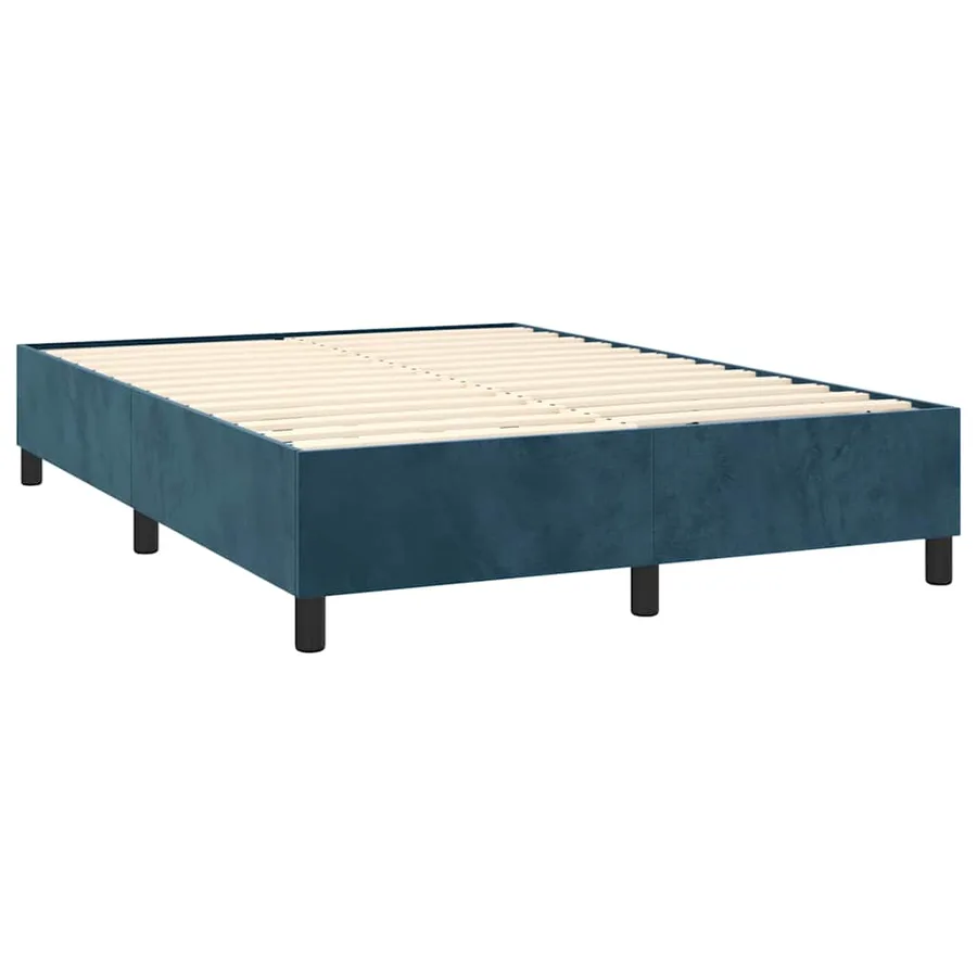 Sommier à lattes de lit et matelas Bleu foncé 140x190cm Velours - 4
