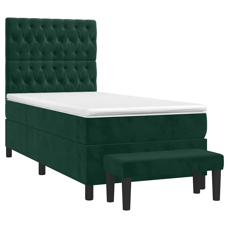 Sommier à lattes de lit avec matelas Vert foncé 90x200 cm - 3