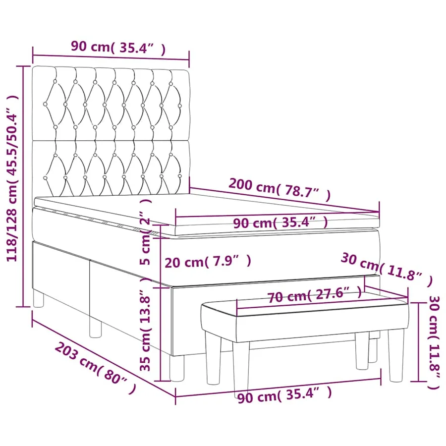 Sommier à lattes de lit avec matelas Vert foncé 90x200 cm - 9