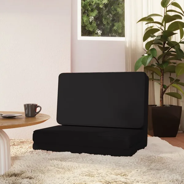 Chaise pliable de sol Noir Similicuir