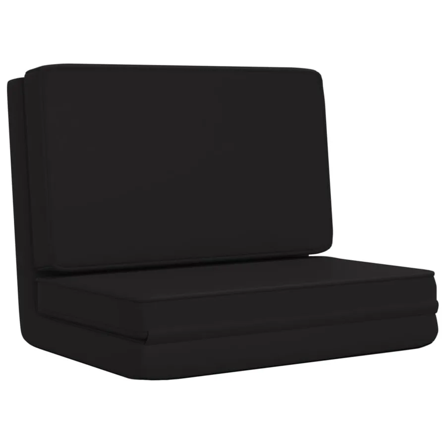 Chaise pliable de sol Noir Similicuir - 2
