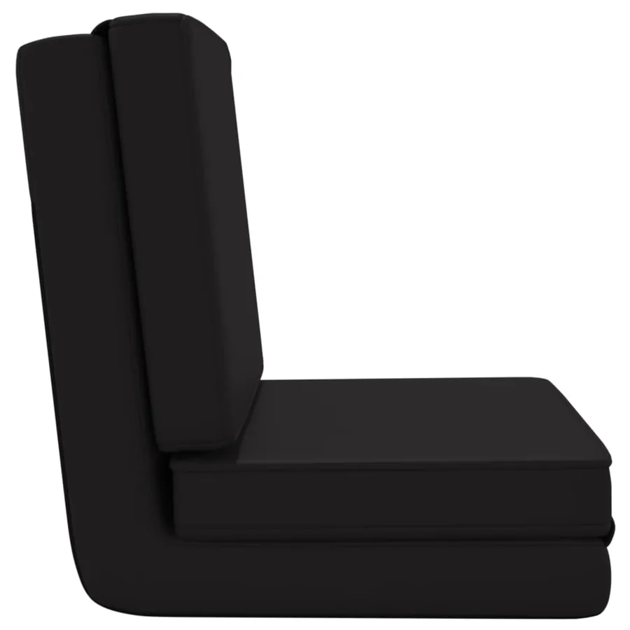 Chaise pliable de sol Noir Similicuir - 4