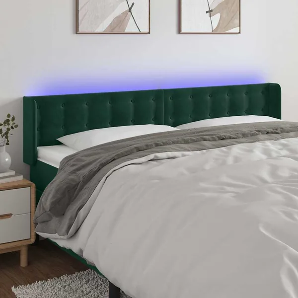 Tête de lit à LED Vert foncé 183x16x78/88 cm Velours