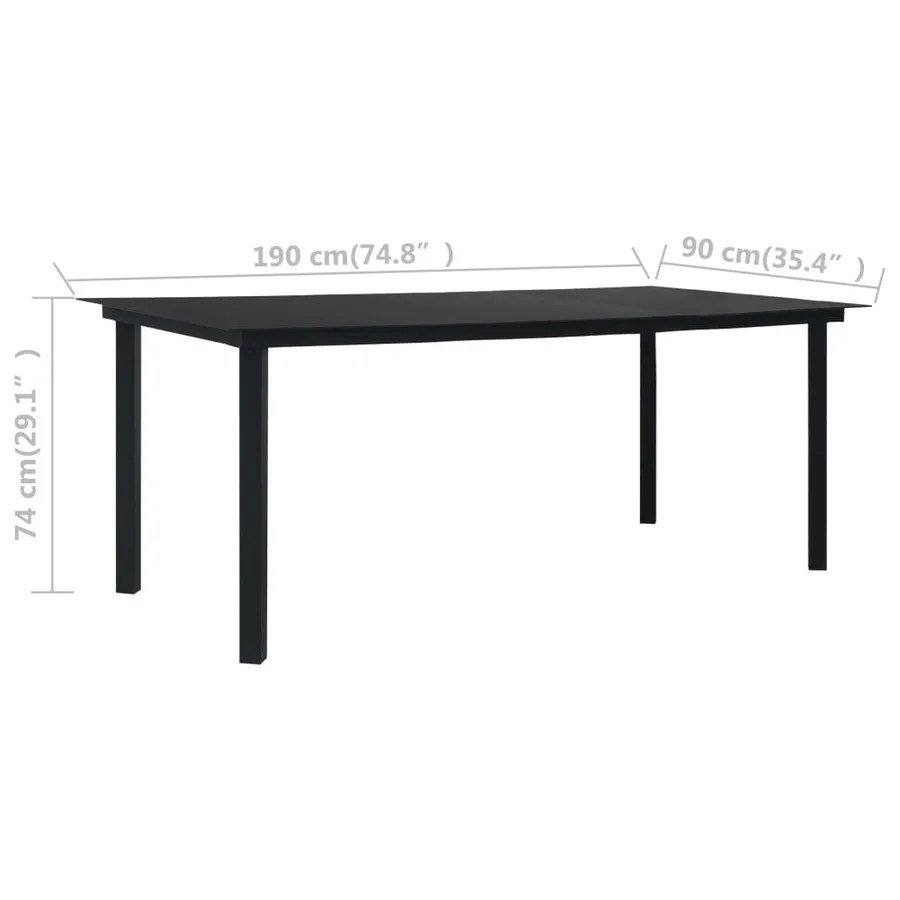 Ensemble à manger de jardin 9 pcs noir verre et acier - 13