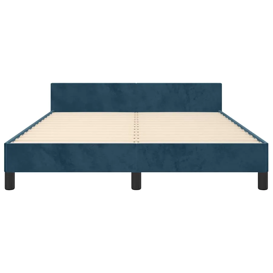 Cadre de lit sans matelas bleu foncé 140x190 cm velours - 6