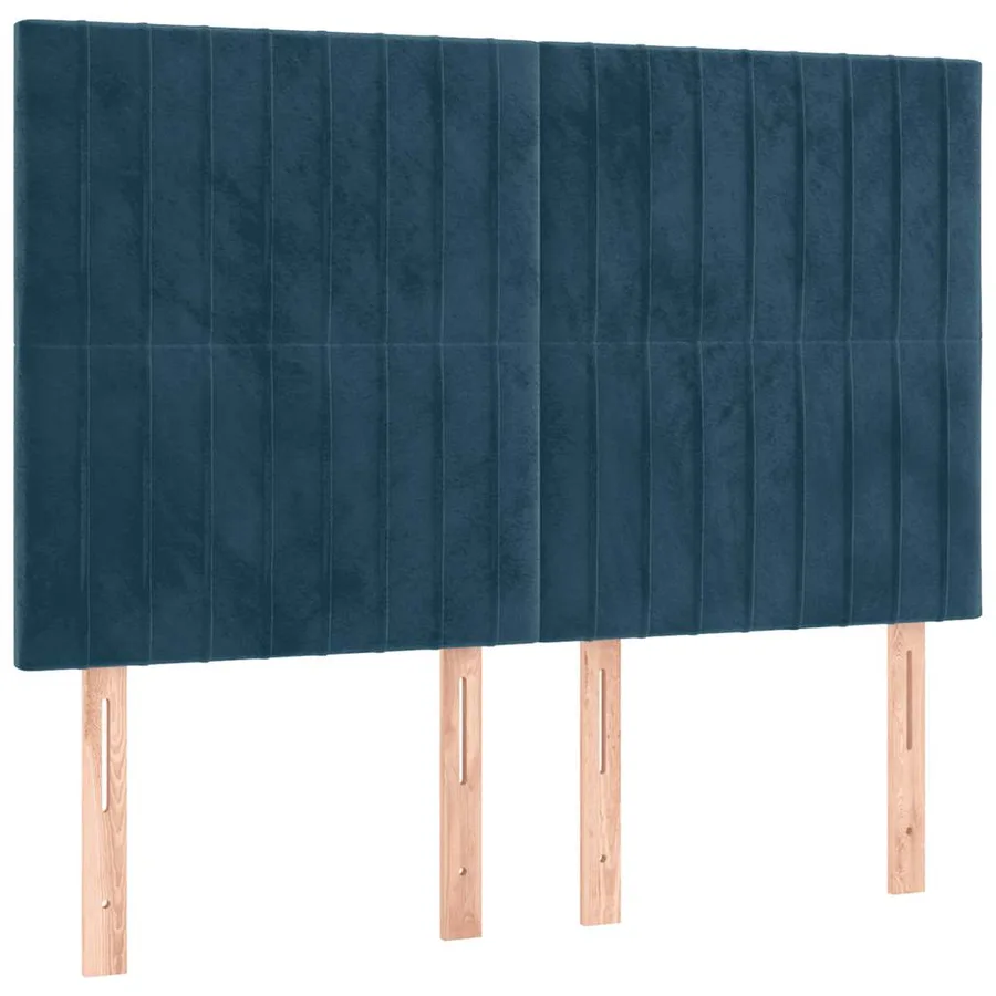 Cadre de lit sans matelas bleu foncé 140x190 cm velours - 8