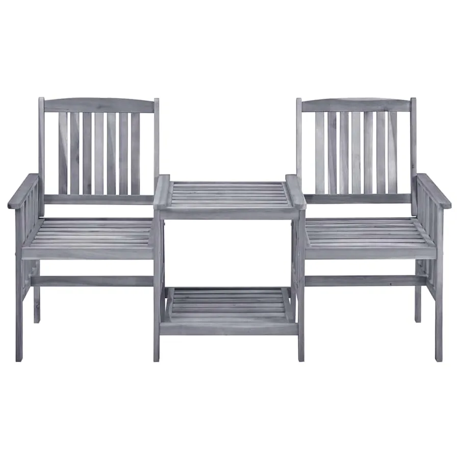 Chaises de jardin avec table à thé et coussins Acacia solide - 4