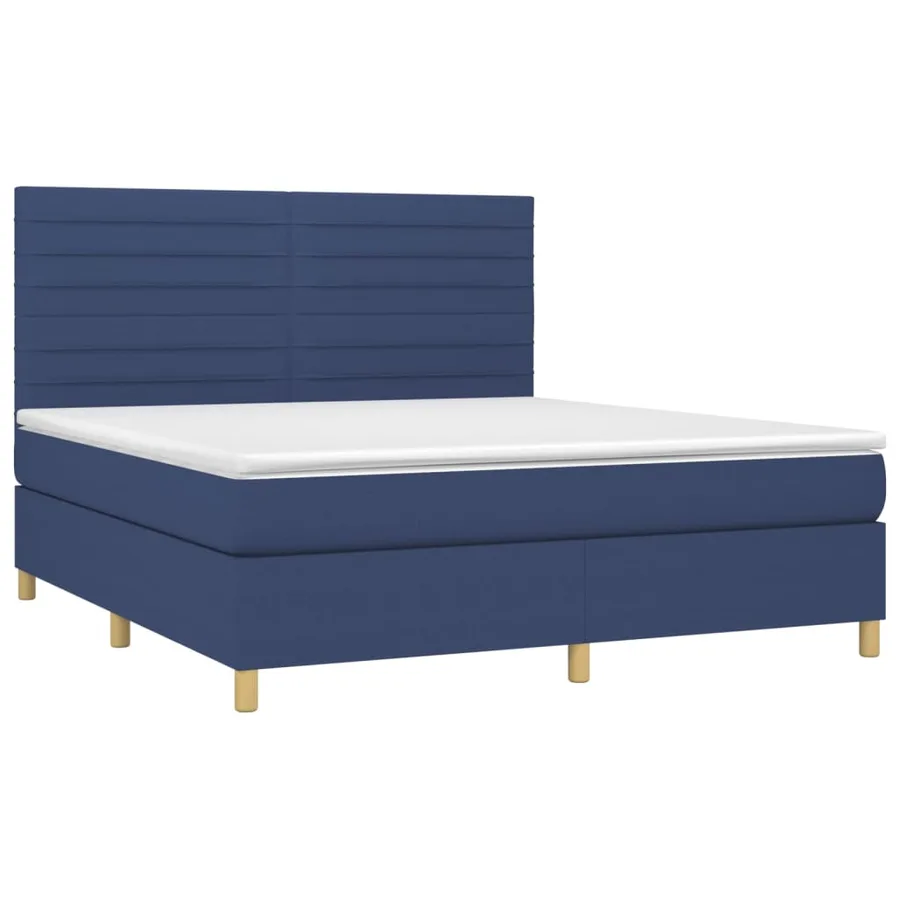 Sommier à lattes de lit et matelas et LED Bleu 180x200 cm Tissu - 3