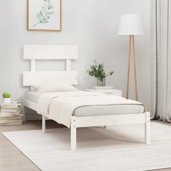Cadre de lit sans matelas blanc 90x190 cm bois massif