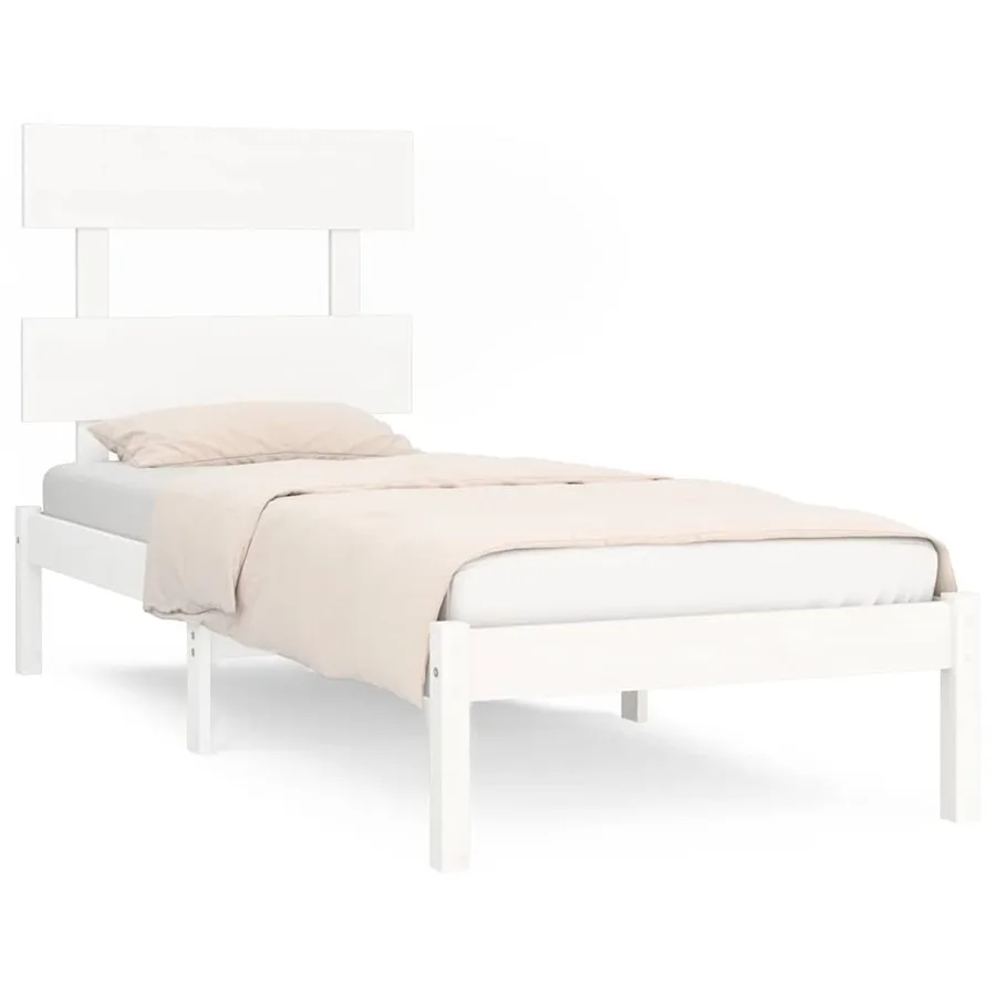 Cadre de lit sans matelas blanc 90x190 cm bois massif - 2