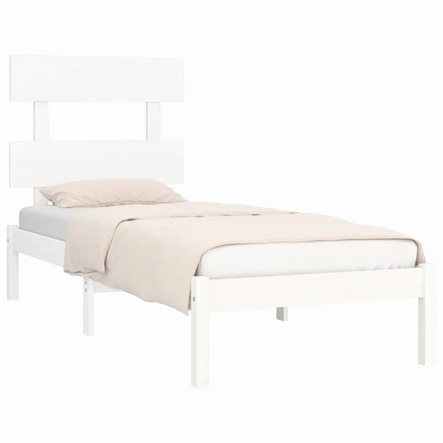 Cadre de lit sans matelas blanc 90x190 cm bois massif - 3