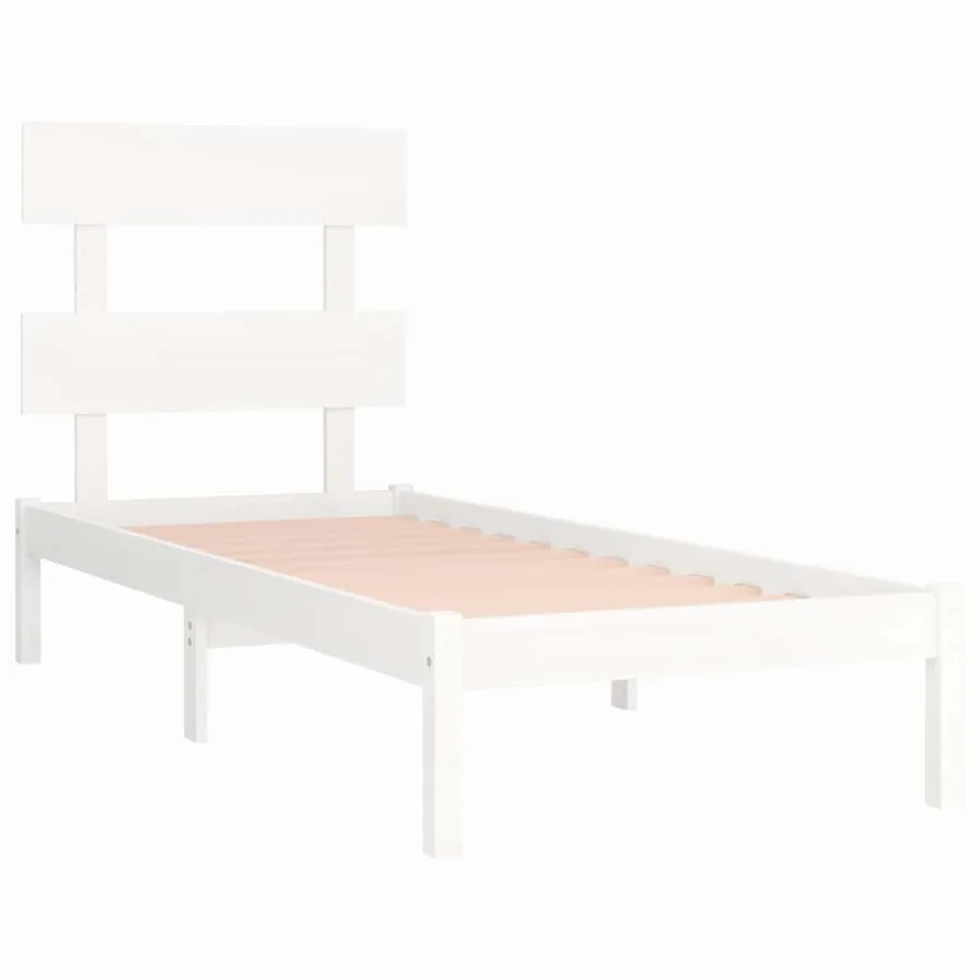 Cadre de lit sans matelas blanc 90x190 cm bois massif - 4