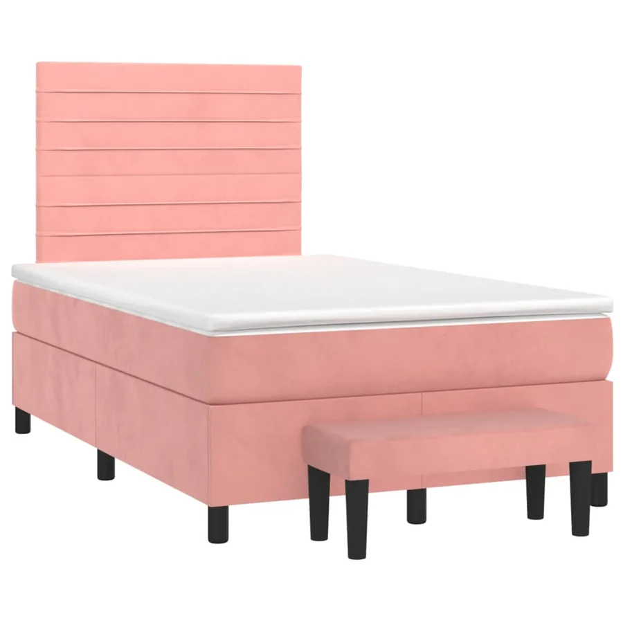 Sommier à lattes de lit avec matelas Rose 120x200 cm Velours - 3