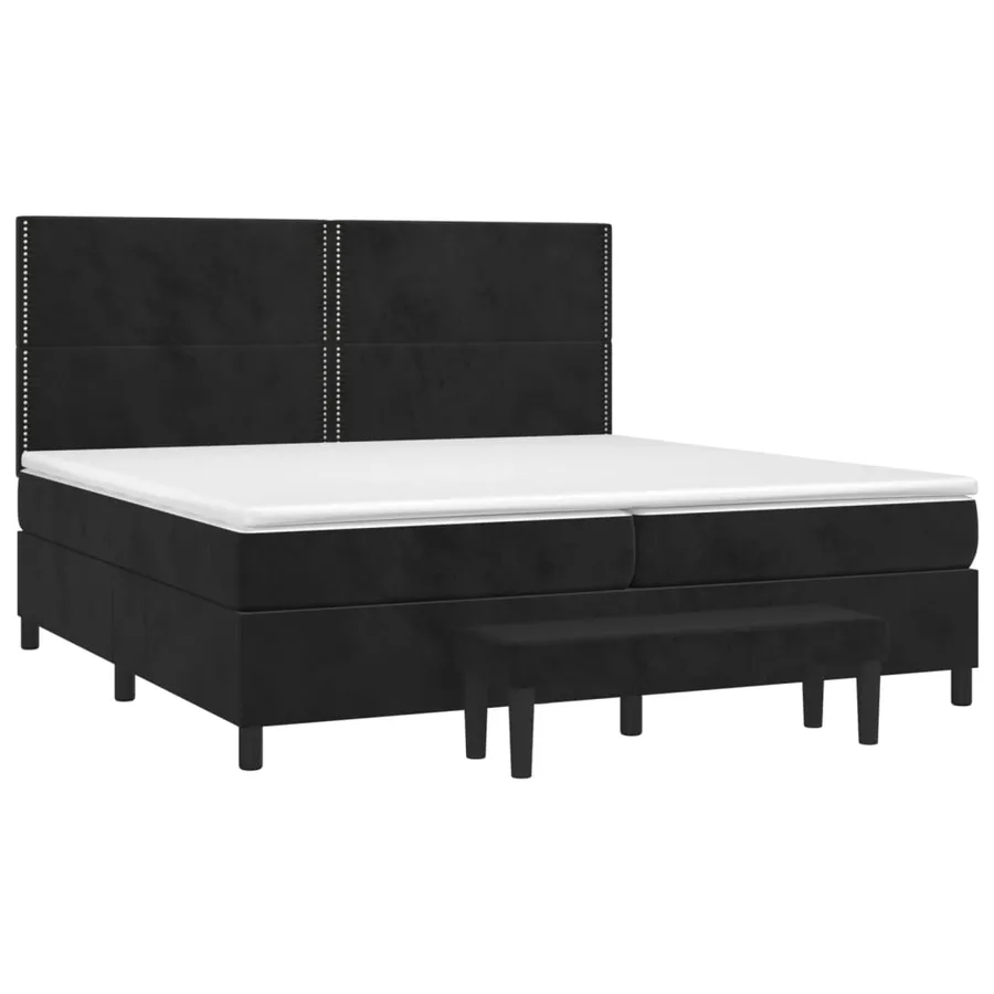 Sommier à lattes de lit et matelas Noir 200x200 cm Velours - 3