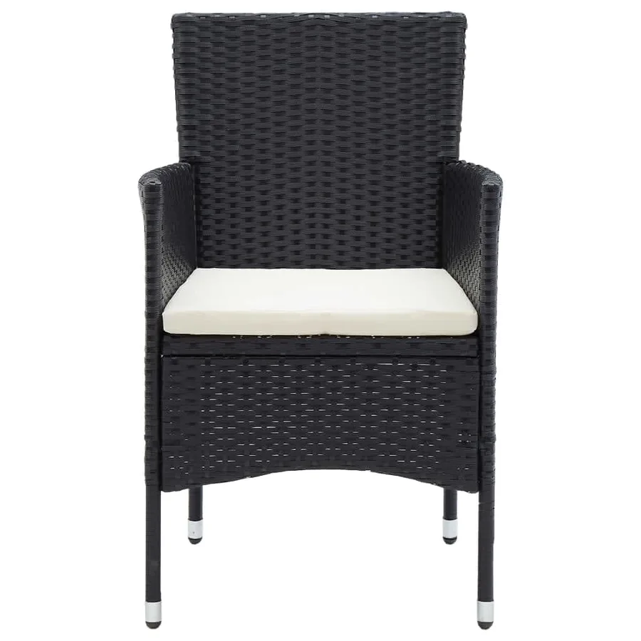 Ensemble à dîner de jardin avec coussins 3 pcs poly rotin noir - 6