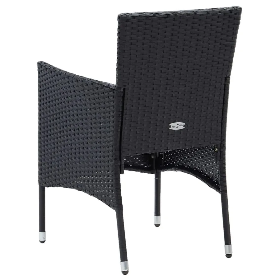 Ensemble à dîner de jardin avec coussins 3 pcs poly rotin noir - 8