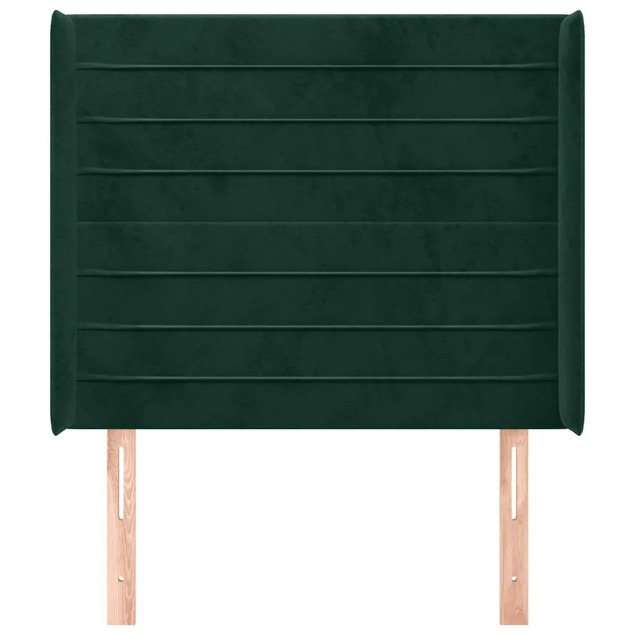 Tête de lit avec oreilles Vert foncé 93x16x118/128 cm Velours - 3