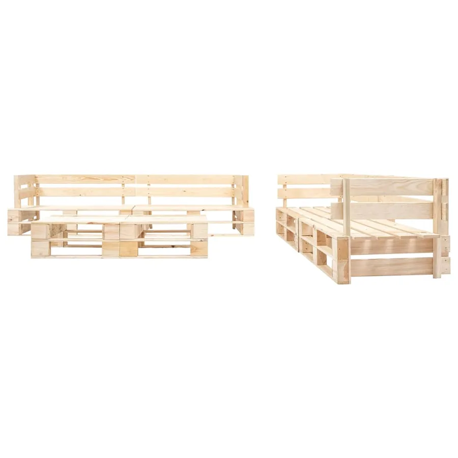 Salon de jardin palette 6 pcs bois Couleur naturelle de bois - 2