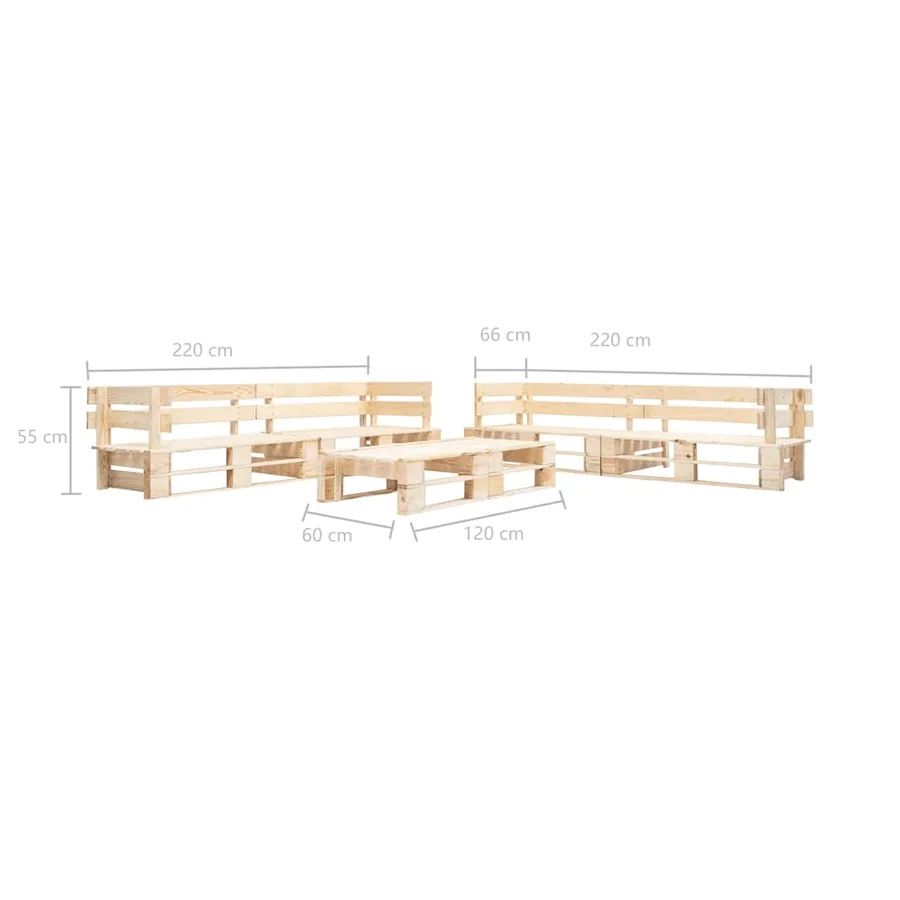 Salon de jardin palette 6 pcs bois Couleur naturelle de bois - 3