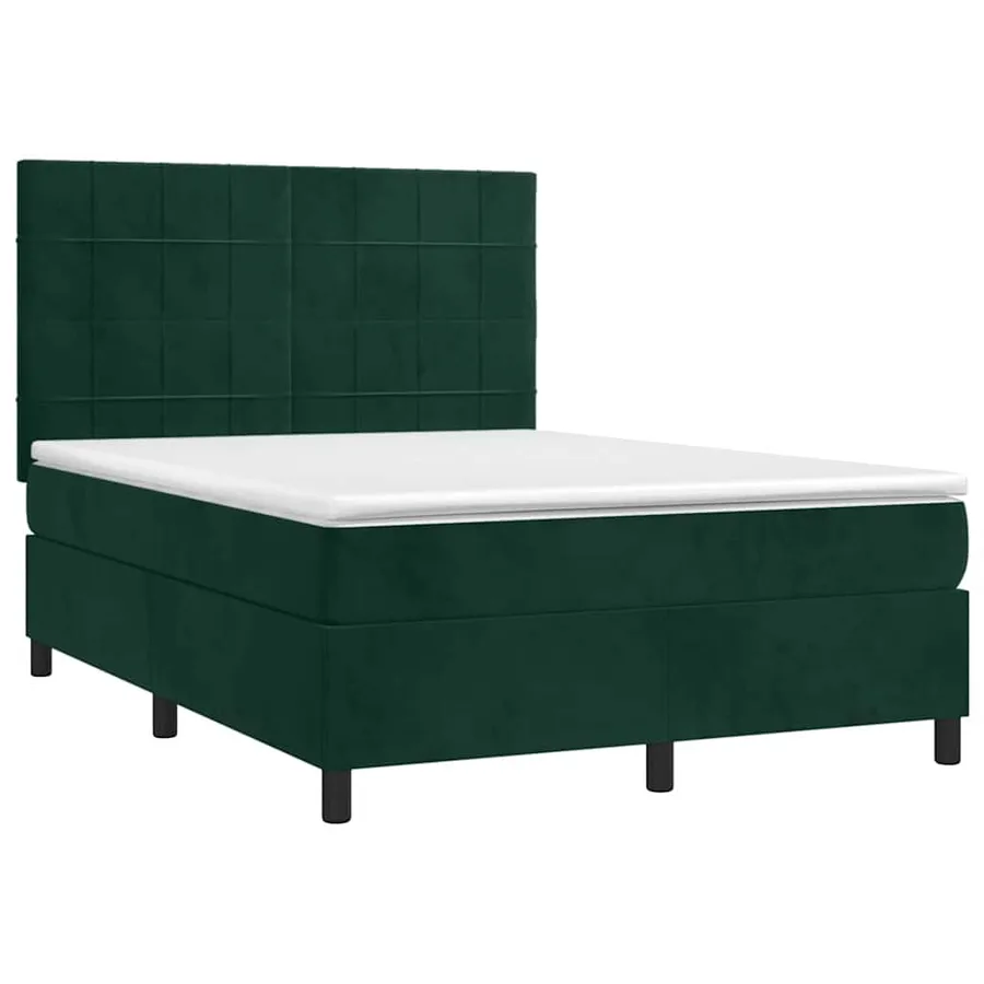 Sommier à lattes de lit et matelas Vert foncé 140x200cm Velours - 3