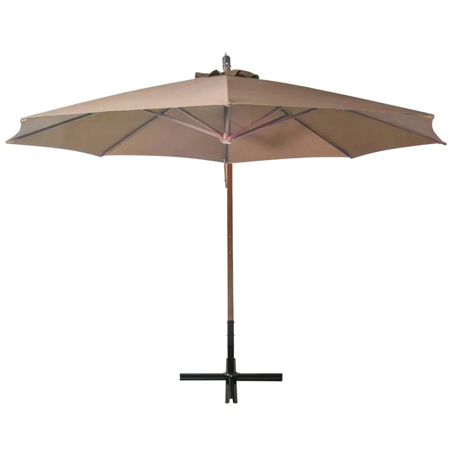 Parasol de jardin suspendu avec mât taupe bois de sapin massif - 3