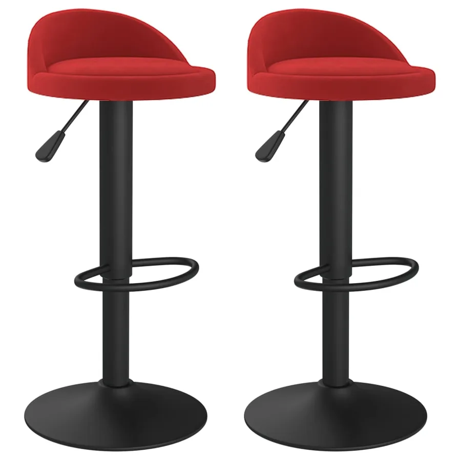 Tabourets de bar lot de 2 rouge bordeaux velours - 2