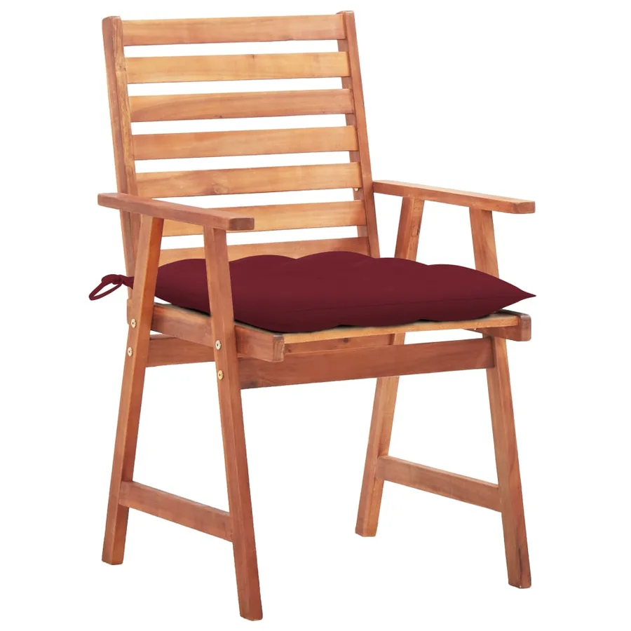 Chaises à manger d'extérieur lot de 2 et coussins Acacia massif - 2