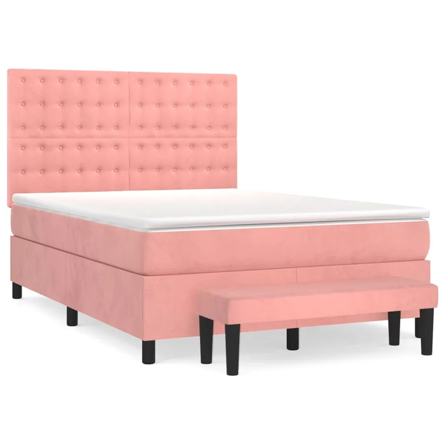 Sommier à lattes de lit avec matelas Rose 140x200 cm Velours - 2