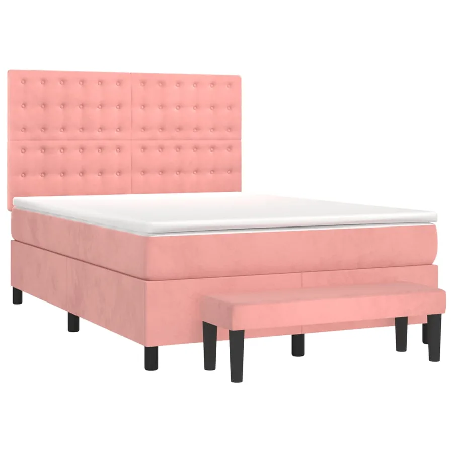 Sommier à lattes de lit avec matelas Rose 140x200 cm Velours - 3
