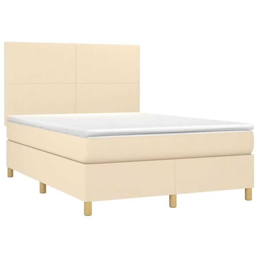 Sommier à lattes de lit avec matelas Crème 140x190 cm Tissu - 3